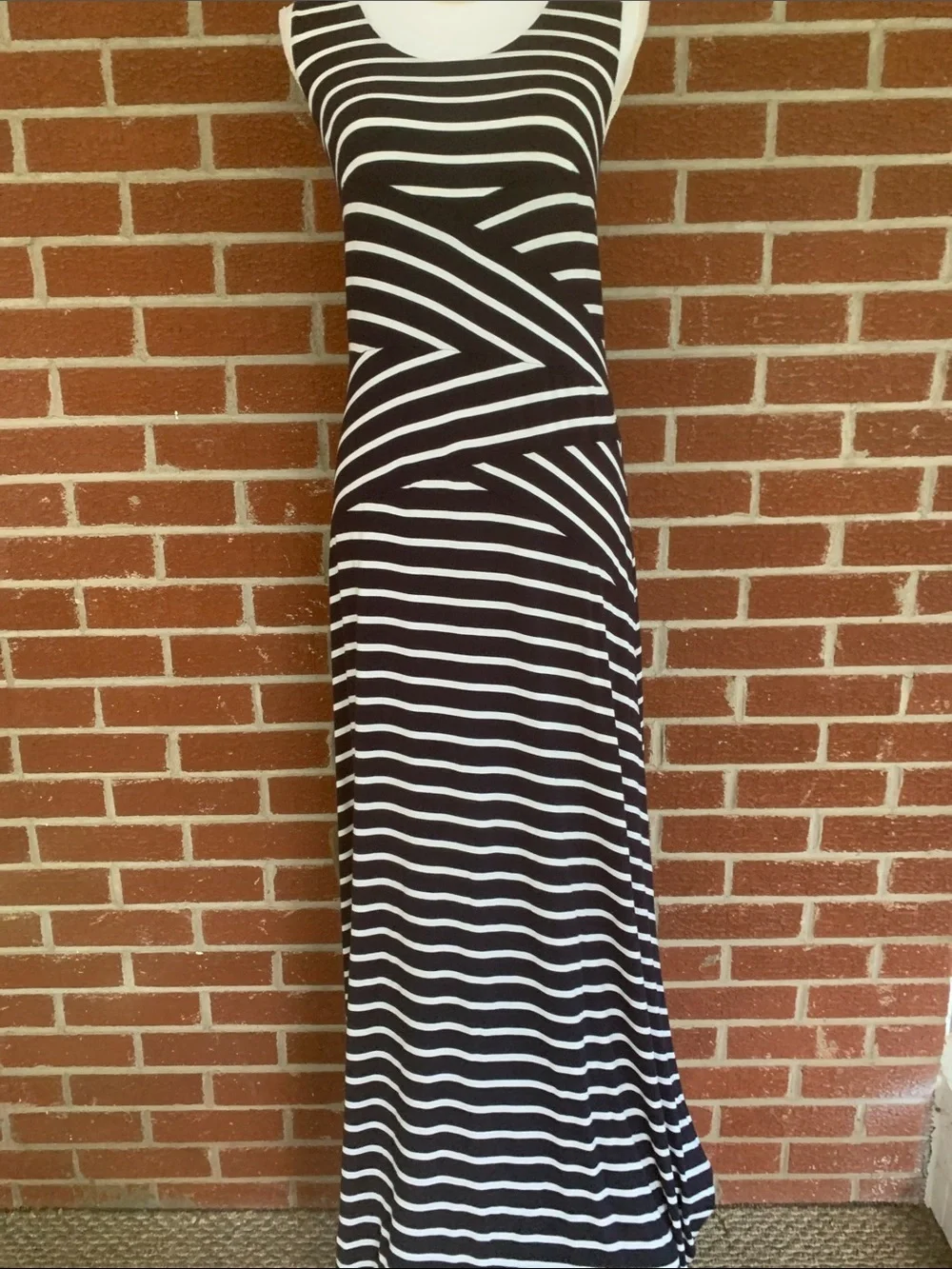 Calvin Klein Black and White Striped Maxi dress